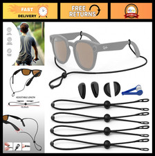 Adjustable Eyeglass Strap for Smart Glasses - 20.5" Cord Holder with Cleaning Cl