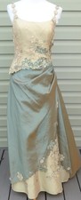 Bicici Green Bronze Floral Appliqu   Beaded MEDIUM 2 piece Dress Prom Gown
