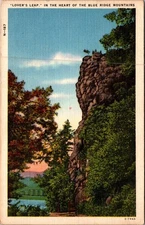 Vintage Lover's Leap Blue Ridge Mountains Linen Postcard by Asheville Co.