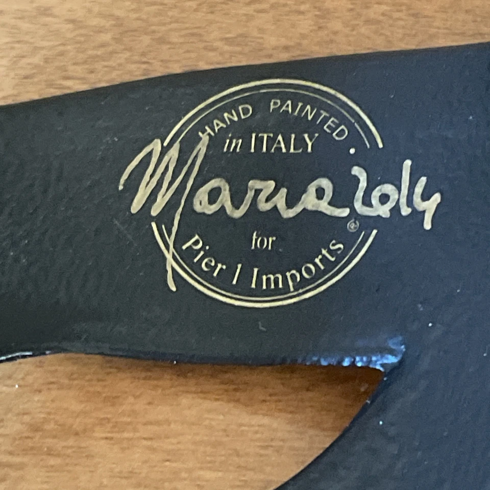 Pier 1 Hand Painted Black White Gold Masquerade Mask Wall Decor Made In Italy - Image 4 of 4