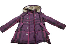 Burberry Children Girls Hooded Full Zip Jacket Size 110/56 Tartan Goose Down 4-6