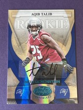 2008 Leaf Certified /100 Mirror Blue AUTO 154 Aqib Talib Tampa Bay Buccaneers RC