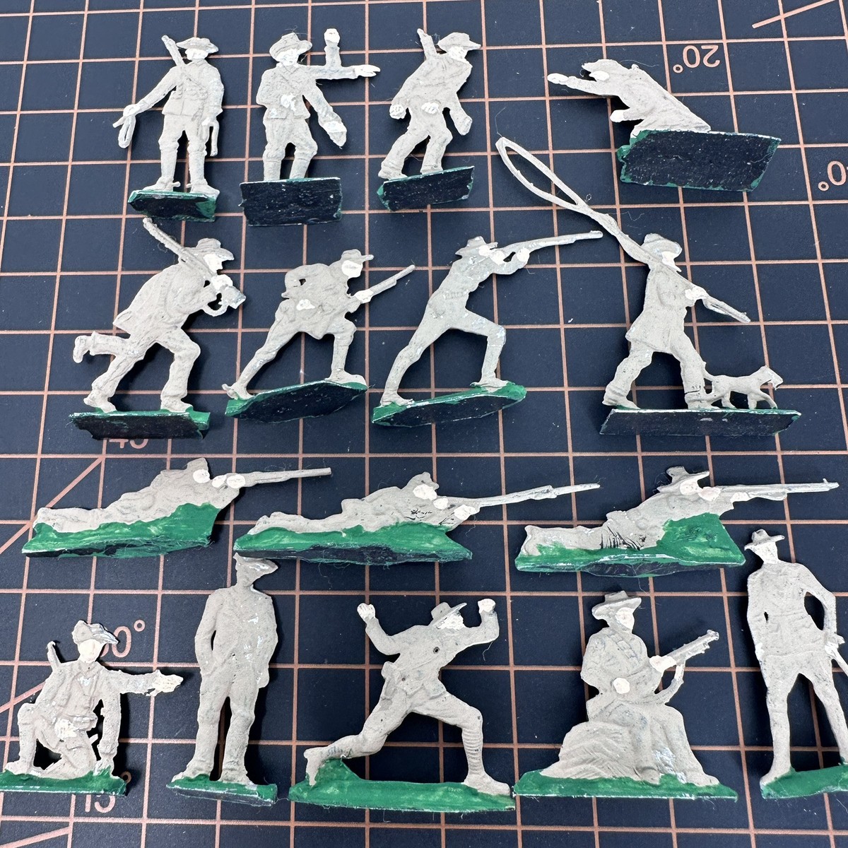 20 Soldats Allemands 14-18 En étain Plat - Zinnfiguren - Échelle 1:60 (30mm)