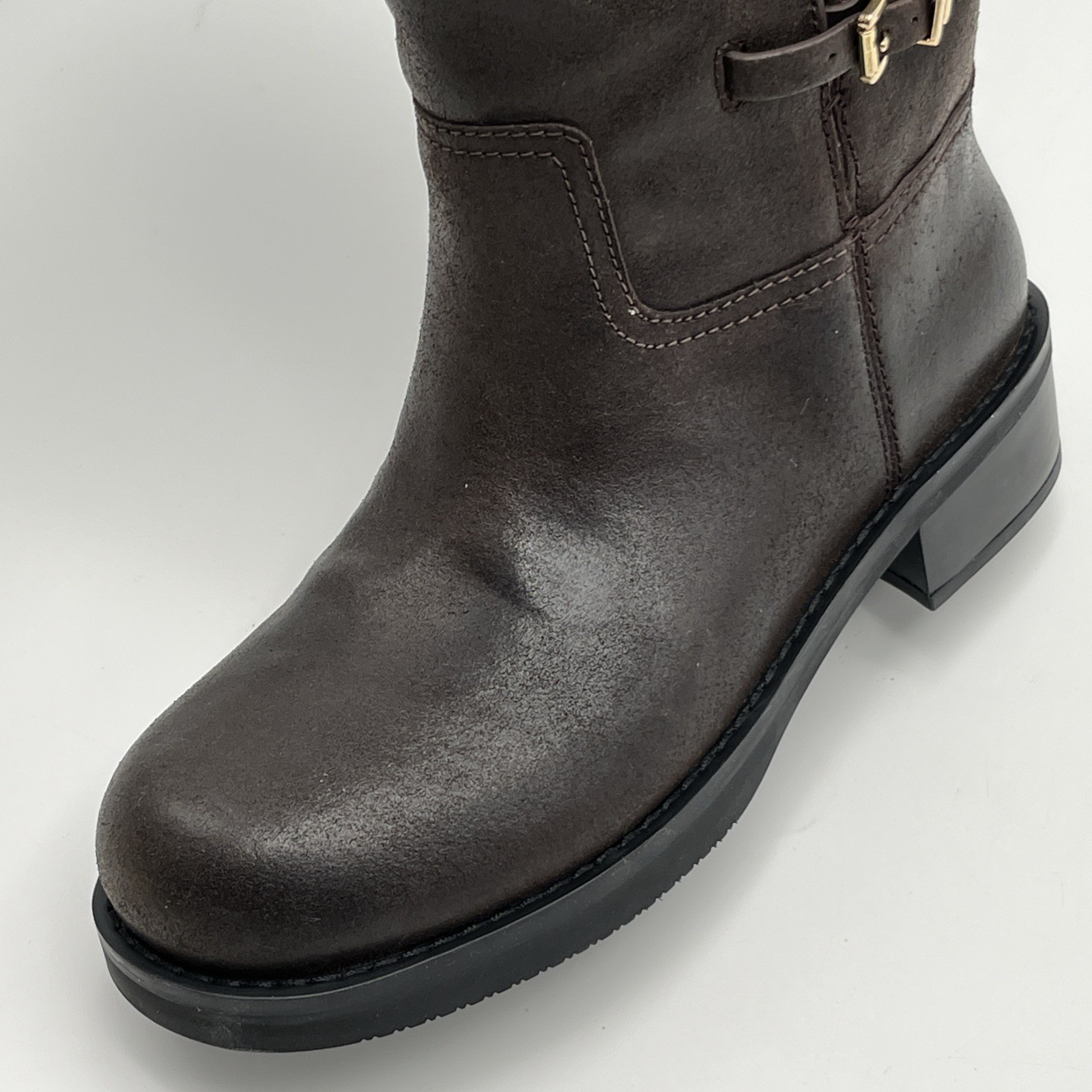 Michael Kors Womens Darrington Boot Block Heel Chocola Sz 8 M Dark Brown Leather thumbnail 12