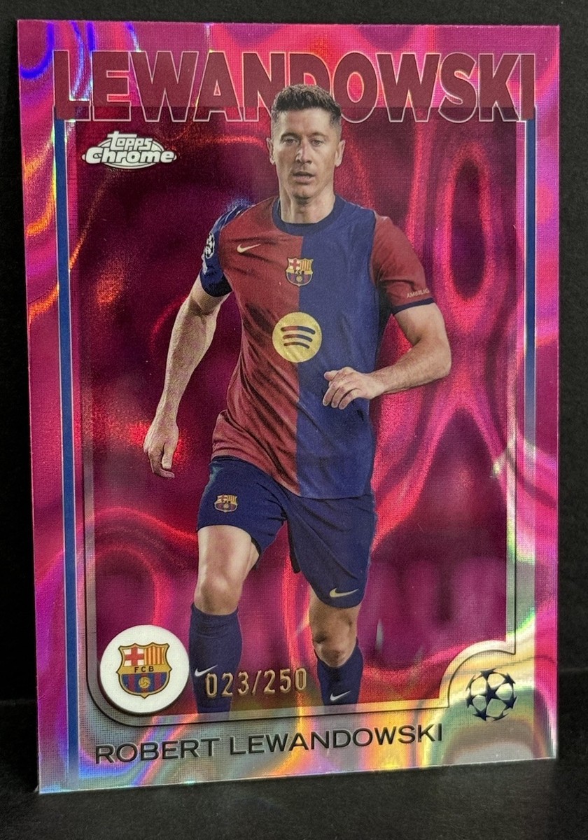 2024-25 Topps Chrome UCC Barcelona Robert Lewandowski Pink Lava