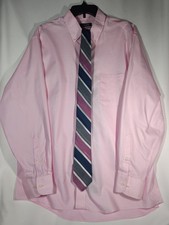 Mens Chaps Wrinkle Free LS Dress Shirt 17 1/2 34-35 & Chaps Silk Blend Tie
