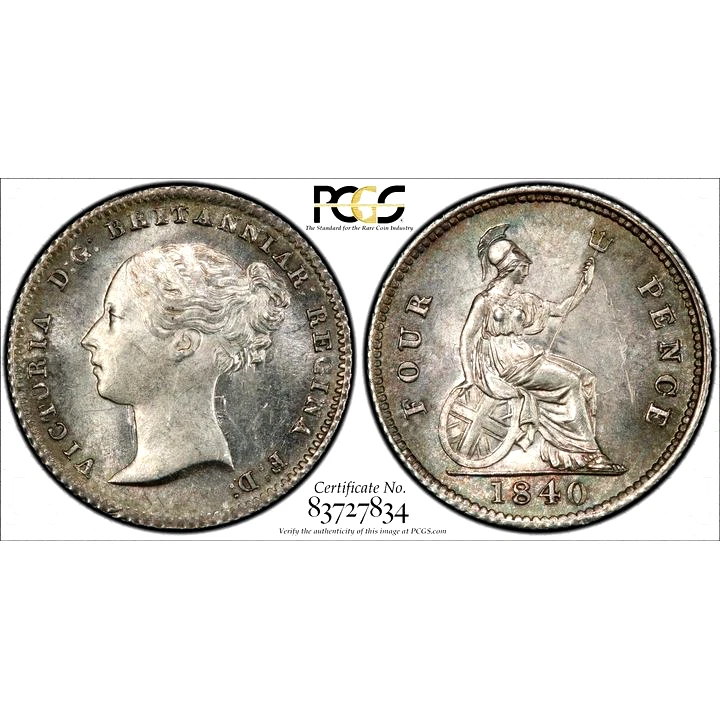 1840 Great Britain 4 Pence, Groat, PCGS MS 64, KM-731.1 - Image 4 of 4