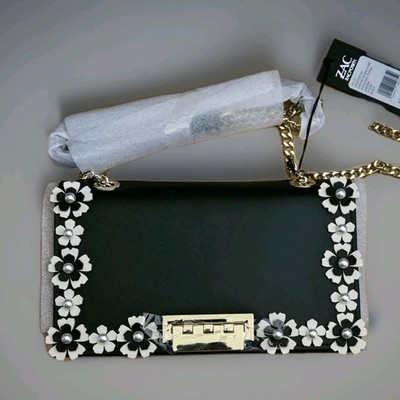 Purse Designer Zac Posen  Chain Handle Gift Cute Leather Flowers MSRP $395 NWT 