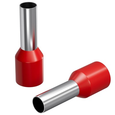 100x Aderendhülse isoliert 10mm² Rot Kupfer verzinnt 4,5x12mm Hülse