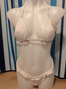 Wicked Weasel 3113 tri Top Bikini White Medium Top and Large Bottom