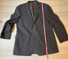 Chaps 100 lambswool houndstooth gray blazer suit jacket 46L men's sports coat