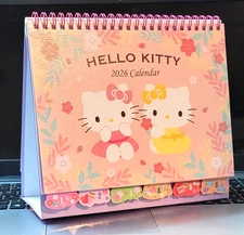 Sanrio Hello Kitty 2026 Desk Calendar Monthly & Yearly Planner with Stickers