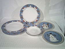 8 pc set Debbie MuMM Sakura Vintage Snowman Dinnerware Extra dinner pieces