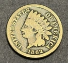 1862 Indian Cent Copper Nickel 1C Problem Free Coin G - VG - Civil War