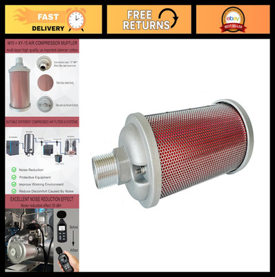 1.5'' NPT Male Air Compressor Muffler Silencer - Single Chamber Exhaust 145 PSI