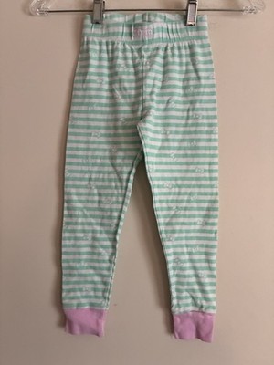 Hello Kitty Sanrio Kid Girls Striped 100% Cotton Elastic Pull On PJ Pants Aqua 6