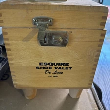 Vintage Esquire Shoe Valet De Luxe Wooden Shoe Shine Box