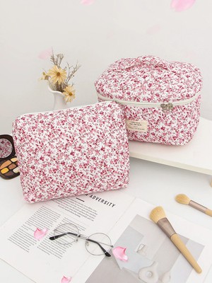 1pc/set Pink Quilted Makeup Bag, Handheld Makeup Bag, Cute Travel Toiletry  Bag w | eBay