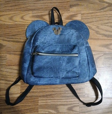 Disney's Mickey Mouse BIOWORLD Blue Denim Tye-Dye 3D Ears Mini Backpack