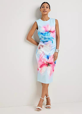 Kaleidoscope blau Blumen Scuba Bodycon Kleid Plus Größe UK 18 (FM203-10)