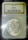 1887 Philadelphia Morgan Silver Dollar NGC MS63 Graded Coin