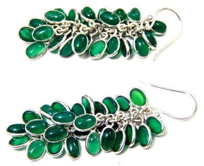 Natural Green onyx Earring 925 sterling silver handmade earring gift for her