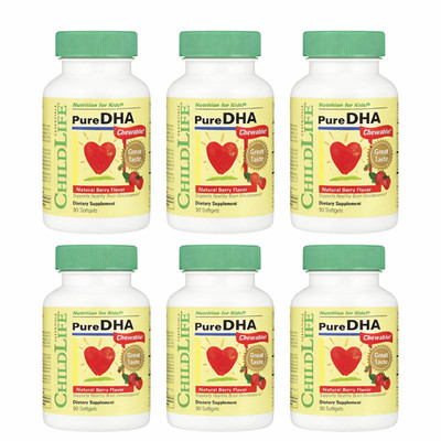 ChildLife Essentials Pure DHA 90 Chewable Softgels Berry 6 Pack Total 540 CT