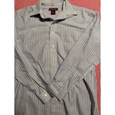 Brooks Brothers Non Iron Button Shirt Mens Large Blue Stripe Long Sleeve Cotton