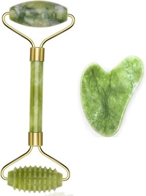 100% Jade Roller Set, Gua Sha MassagegeräT, Natü Rliche Jaderolle, Gesichts FüR 