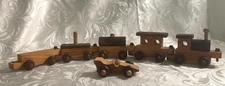 Vintage Montgomery Schoolhouse Train Set & Car Wooden Retro Montessori Nostalgia