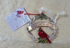 A Cardinal Appears When Angels Are Near Pewter Christmas Holiday Ornament New