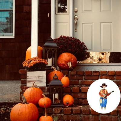 Animated Dueling Banjo Skeletons – 2 Pack Light-Up Eyes, Moving Halloween Decor For Porch & Haunted House