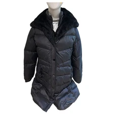 luxe essentials denim LED Duck Down Black Zip Button Winter Jacket Warm sz Small