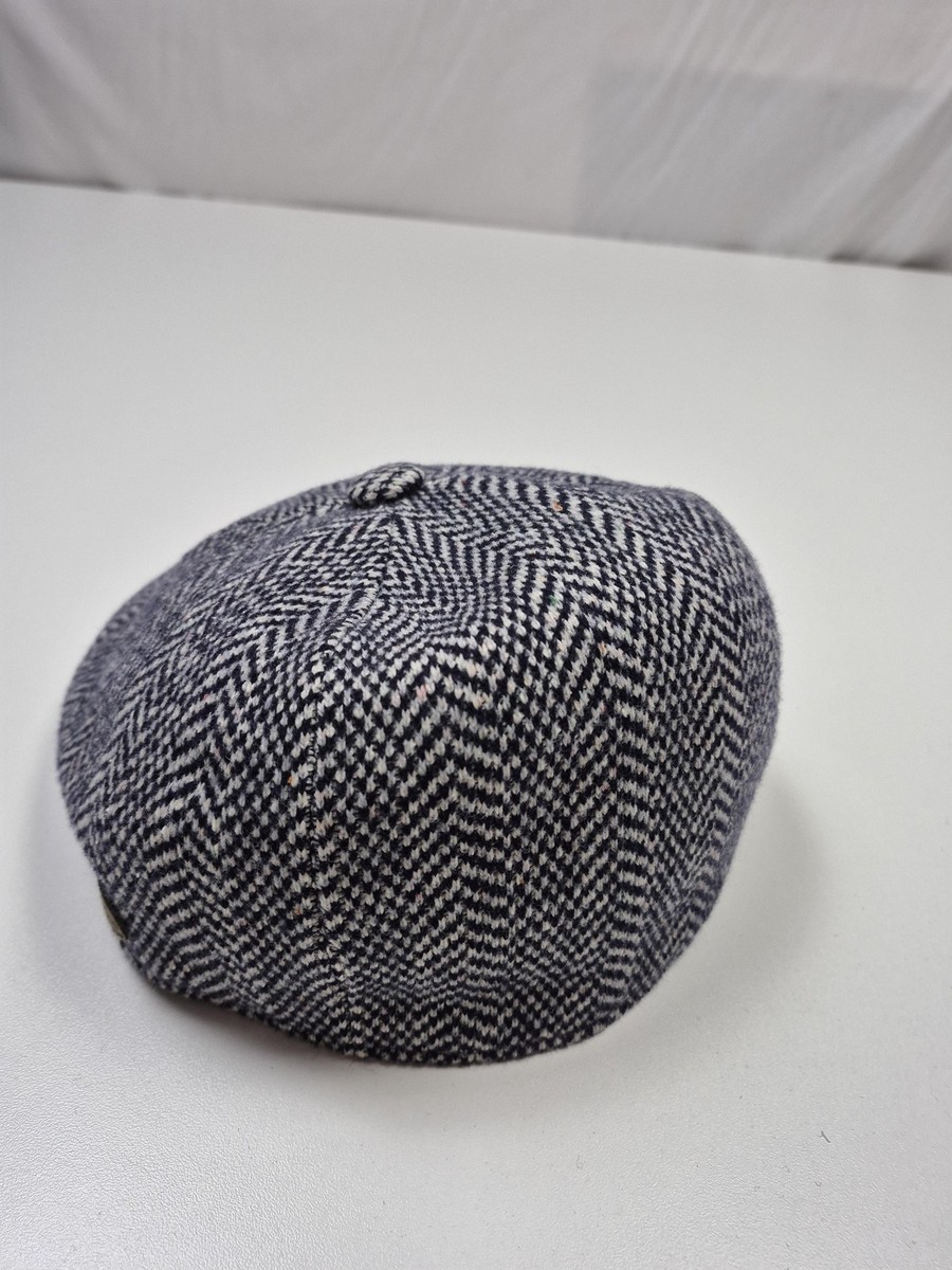 Kangol Heritage Gray Wool Herringbone Beret Newsboy Hat Size Large VTG Kangol Hat Newsboy Cap Fitted Mens S Gray Herringbone  main image 4