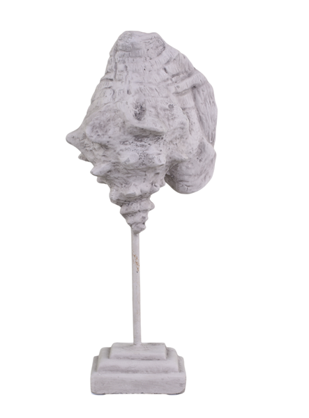 "Chic Antique: Deko-Objekt \"Muschel\" Auf Fuß, Polyresin, H26/L9/B7 Cm, Antik-Grau"-image