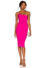 Nookie Lust One Shoulder Twist Front Midi Dress Hot Neon Pink Women's XS
