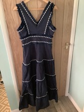 Womens V Neck Blue Maxi Summer Dress