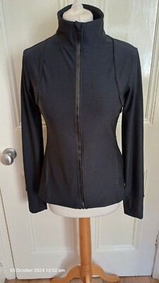 Worn Once Women's Black Layer 8 Full Zip Peplum Jacket Thumb holes Size Small 