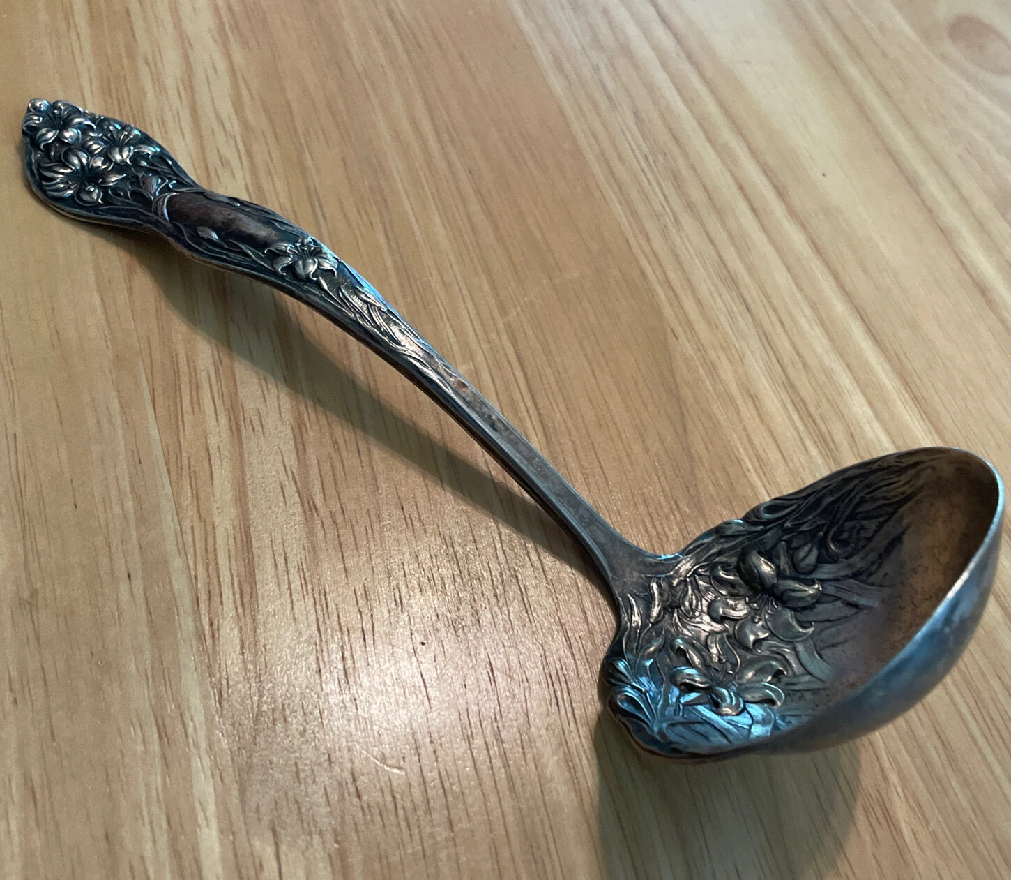 Antique Ladle AND Fork Stratford Silver Co AXI Silver Plate Repousse 1900’s
