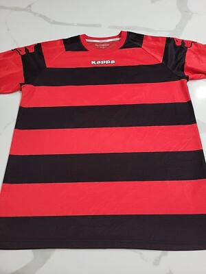 Kappa Red And Black Stripped Long Sleeve Streetwear Soccer Jersey Size Adult XL