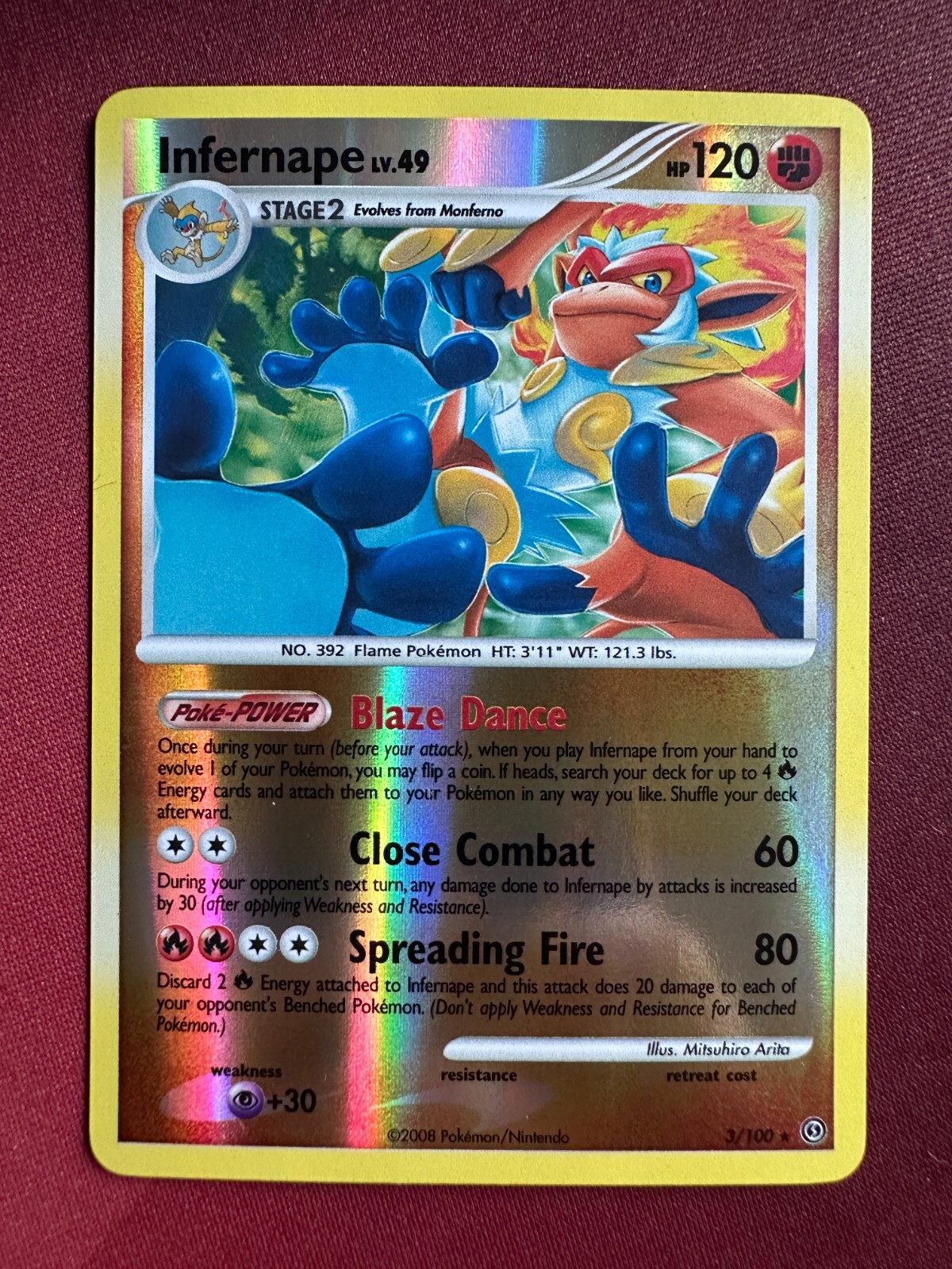 INFERNAPE 3/100 Stormfront REVERSE HOLO RH rare Pokemon TCG card NM+ / MINT