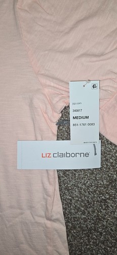Liz Claiborne Womens Short Sleeve Top Puff Sleeve Medium English Rose - Picture 4 of 8