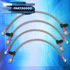 For 98-02 Accord CG JDM Front Rear S/S Braided Hose Oil Brake Lines Cable Silver