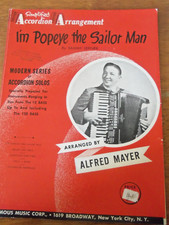I'M POPEYE THE SAILOR MAN BY ALFRED MAYER ACCORDION SOLO SHEET MUSIC NOS