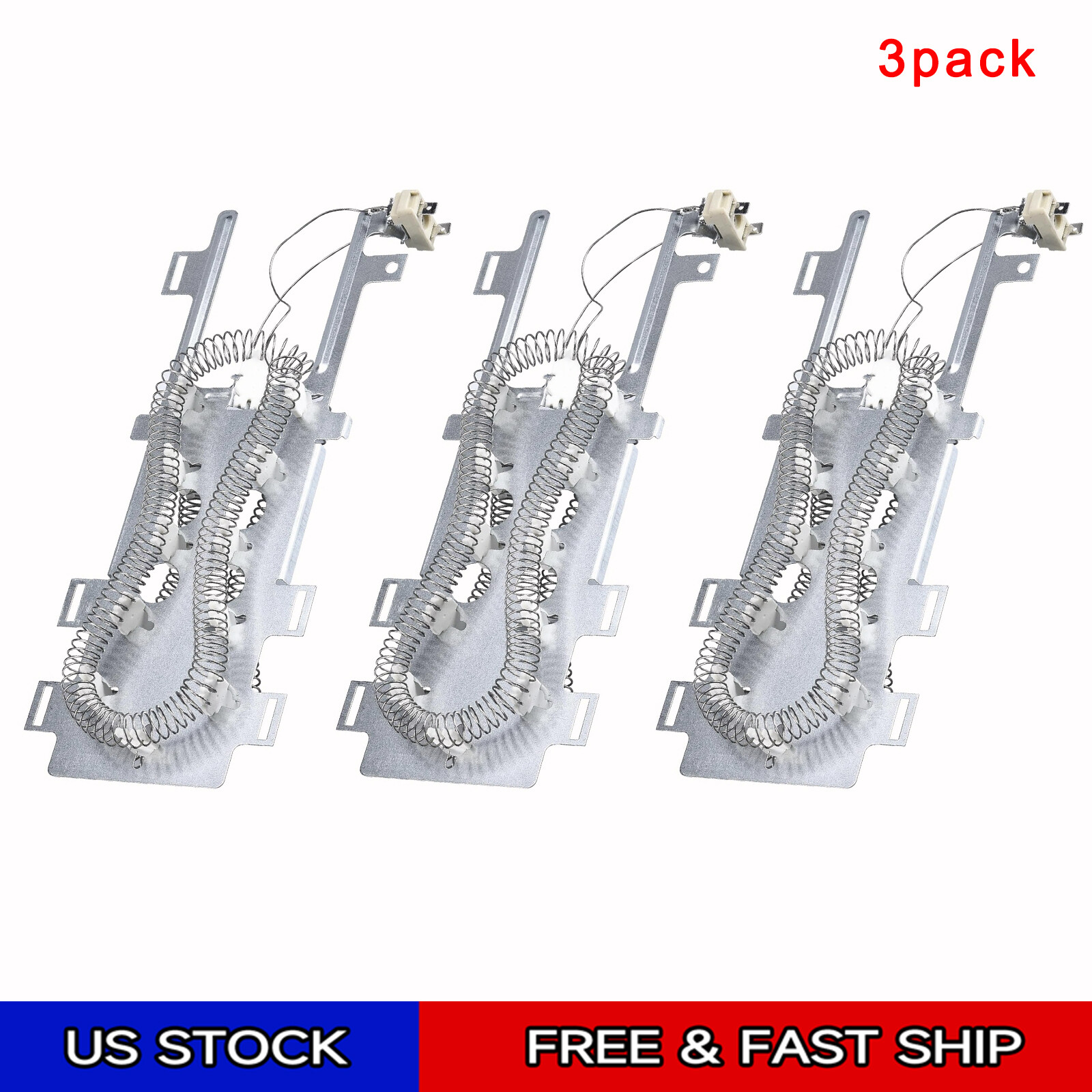 3 Pack WP8544771 Dryer Heater Element Compatible with Whirlpool Kenmore