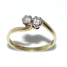 Damenring 18 kt 18 Karat Gelbgold gedrehter Stil Diamant UK-Größe N 1/2