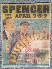 MISSISSIPPI (1935) W. C. Fields - Bing Crosby Jumbo Window Card - Only one known