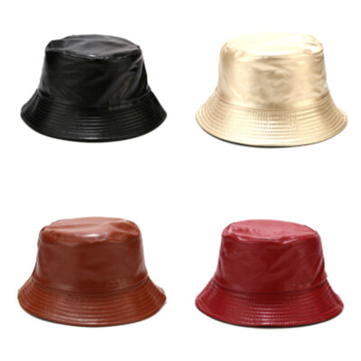 Bucket hat faux leather bucket hats PU 
