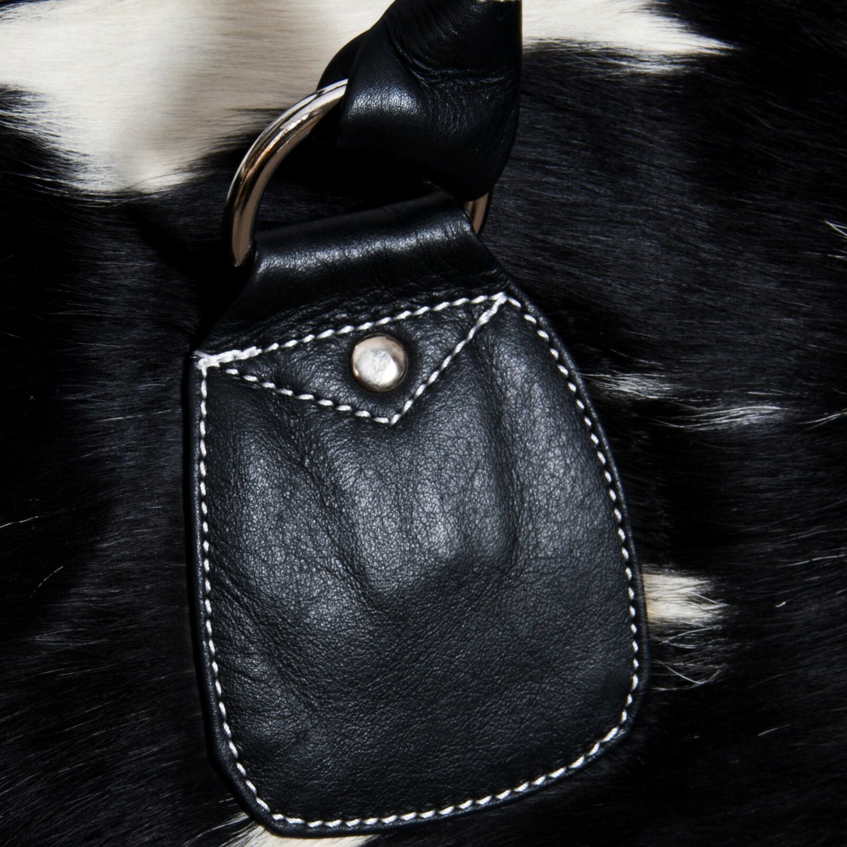 Sac Fourre-tout Femme En Cuir Et Fourrure Exotique - Noir, Fait Main, Vintage, Neuf