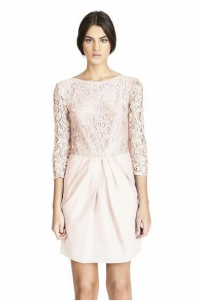 Vestido invitada encaje rosa pastel boda,bautizo,comunión t.42